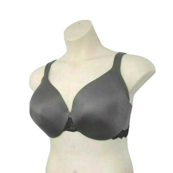 Cacique Lane Bryant Womens Bra Smooth Satin Full Coverage w/ Lace 42DD Gray - Picture 4 of 10